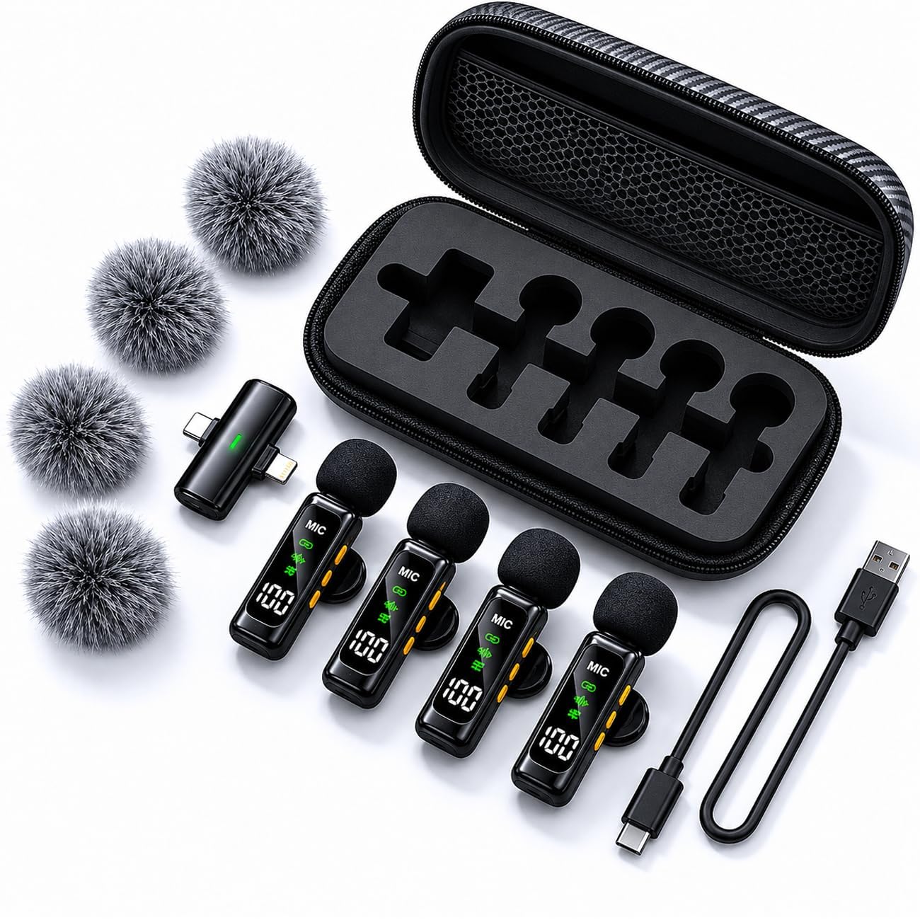 K8 Wireless Microphone - Plug & Play for iPhone & Android -9