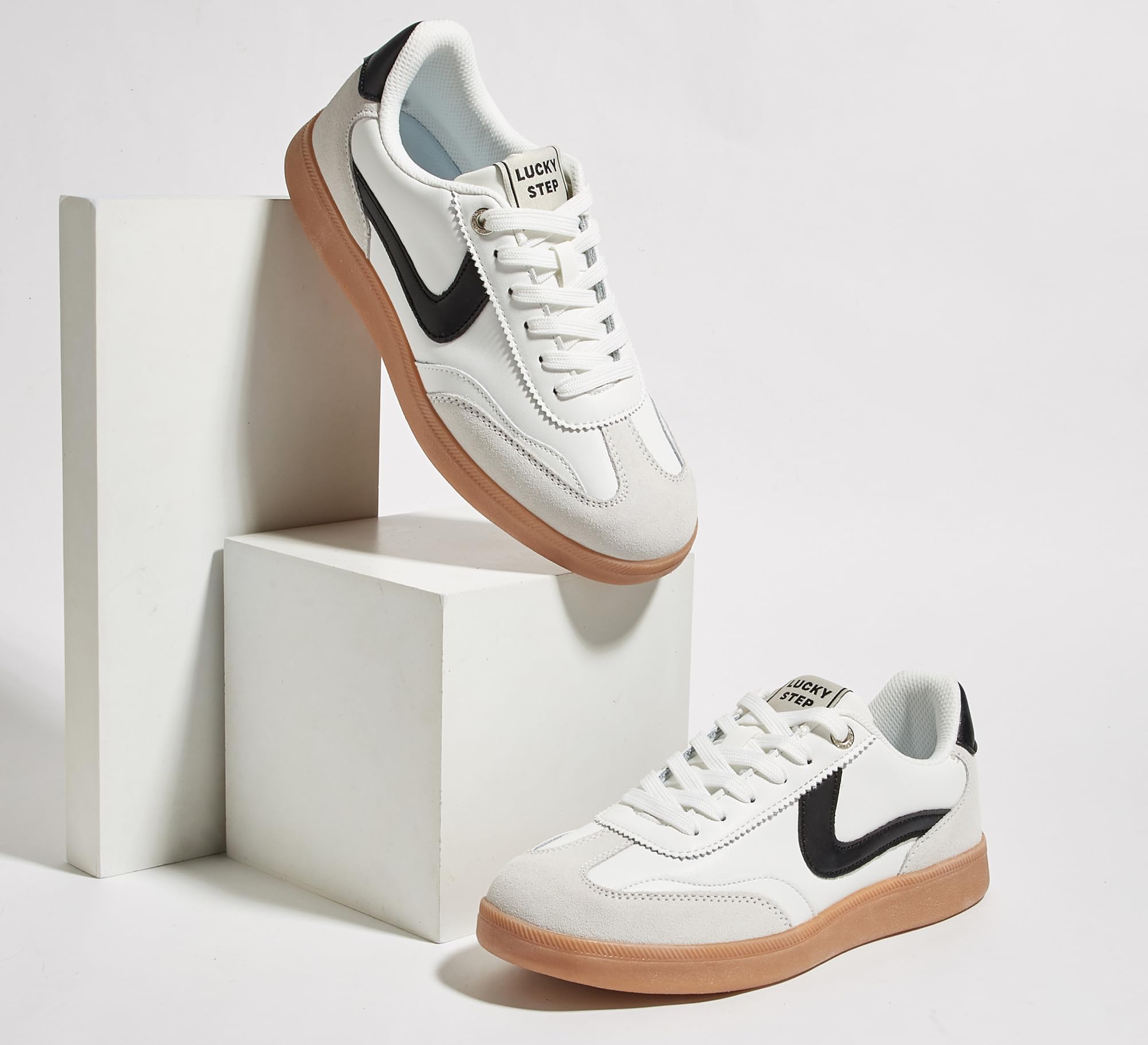LUCKY STEP Sneakers retrò da Donna - Sneakers alla Moda Classiche, Antiscivolo e comode per Camminare e Pattinare | Scarpe da skate casual | Scarpe da passeggio con lacci antiscivolo