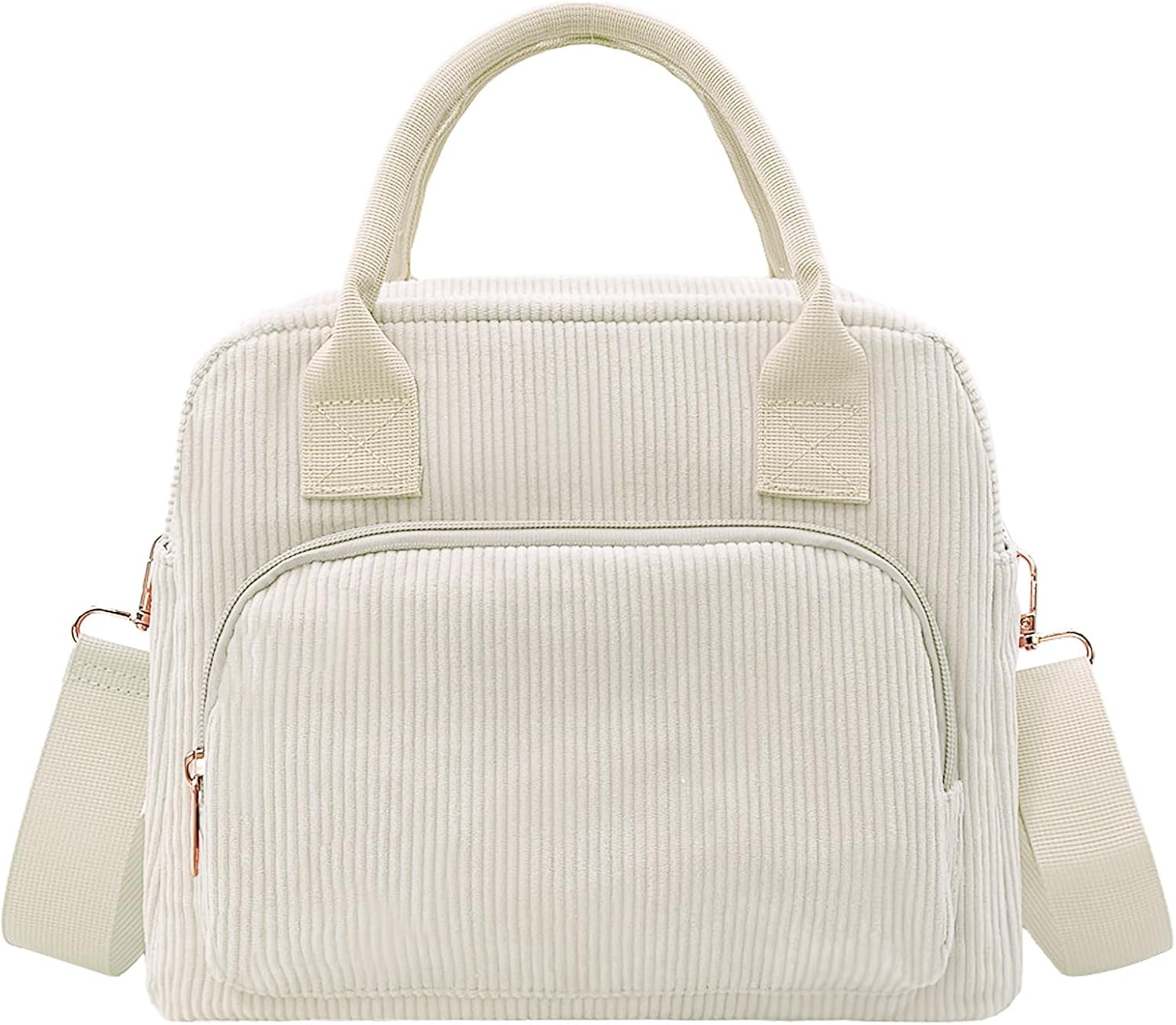 Beurlike Insulated Lunch Bag for Women Men Large Corduroy Cute Portable Leakproof Reusable Cooler Tote Lunch Bags for Work Picnic Beach(Beige)