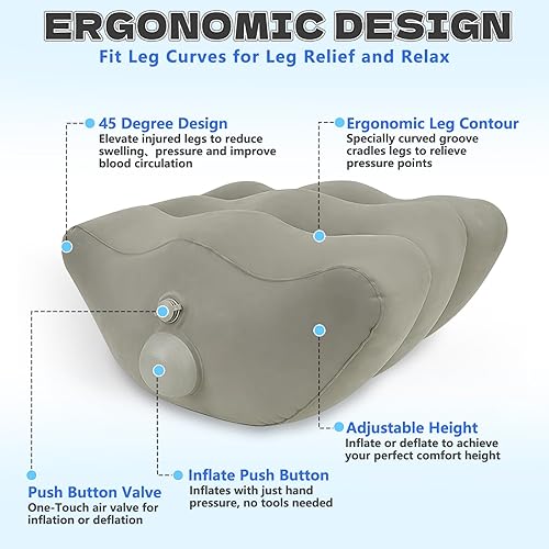 Miniatura 5 de Almohada inflable de elevación de piernas después de la cirugía, almohadas elevadoras de piernas de cuña para recuperación de lesiones, circulación