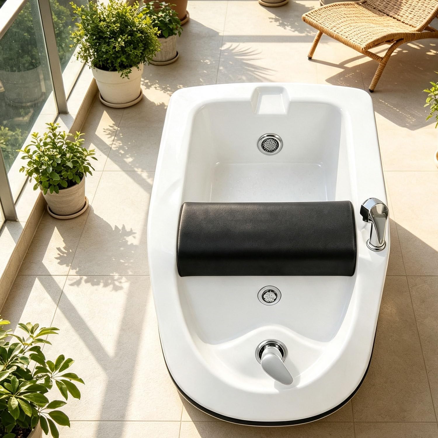 DowPie Umywalka spa do pedicure, lekka miska do pedicure 220v-012 | Pełny zestaw zaworów odpływowych, solidna wanienka akrylowa do pedicure i relaksacyjnych kąpieli stóp