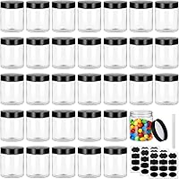 Vista 1 de 32 tarros de plástico de 8 onzas con tapas, recipientes vacíos para cosméticos, tarros redondos de crema PET con tapas negras, etiquetas