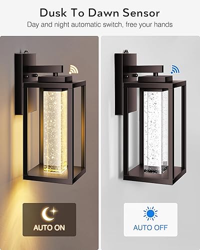 Miniatura 31 de VIANIS Accesorios de iluminación exterior negros para montaje de pared para casa, paquete de 2 luces de porche al aire libre del atardecer al