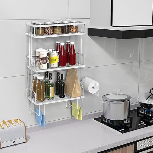 Miniatura 7 de FLOLXNB Almacenamiento sobre el inodoro, estantes organizadores de baño de 3 niveles con soporte para papel, estante multifuncional para inodoro,