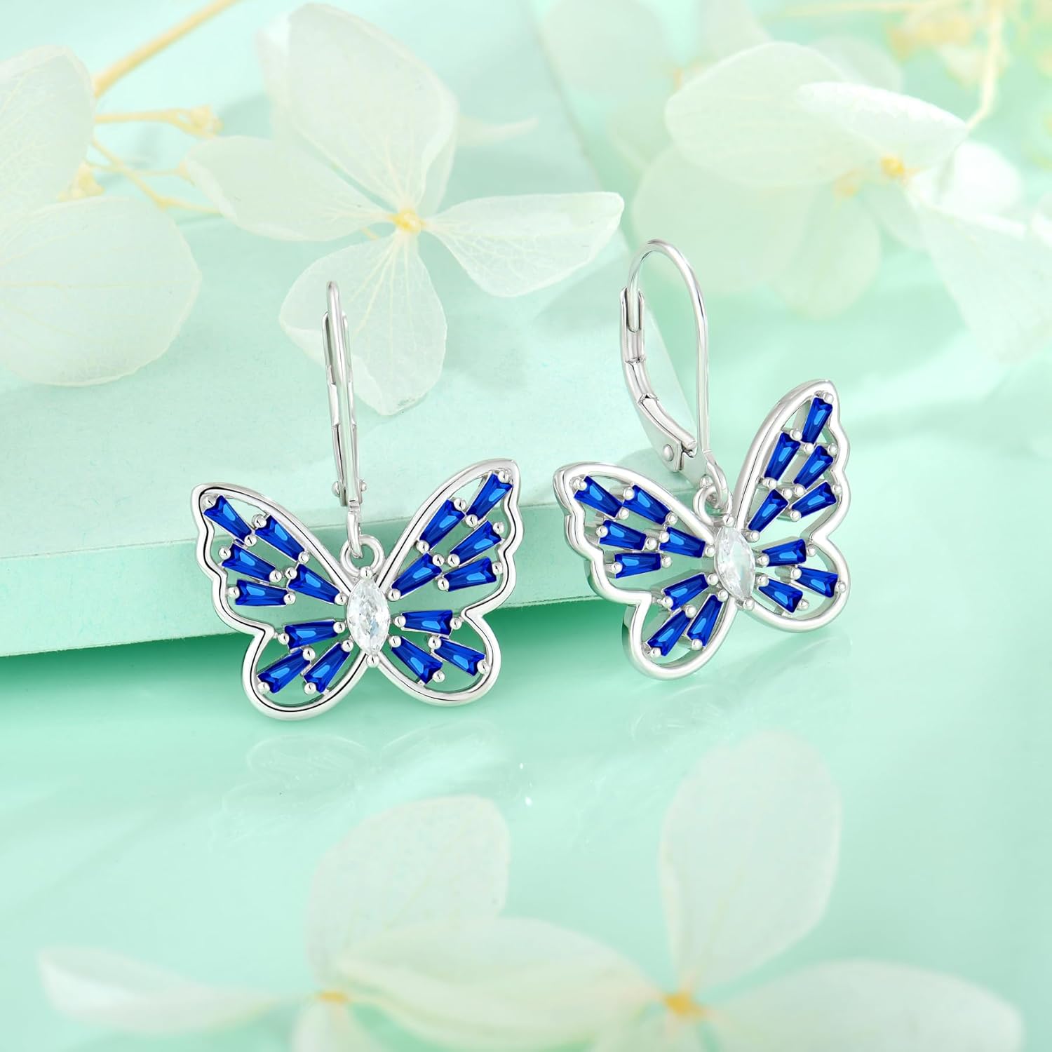 Starchenie Butterfly Earrings for Women 925 Sterling Silver Leverback Drop & Dangle Earrings Birthstone Butterfly Jewelry - Image 4