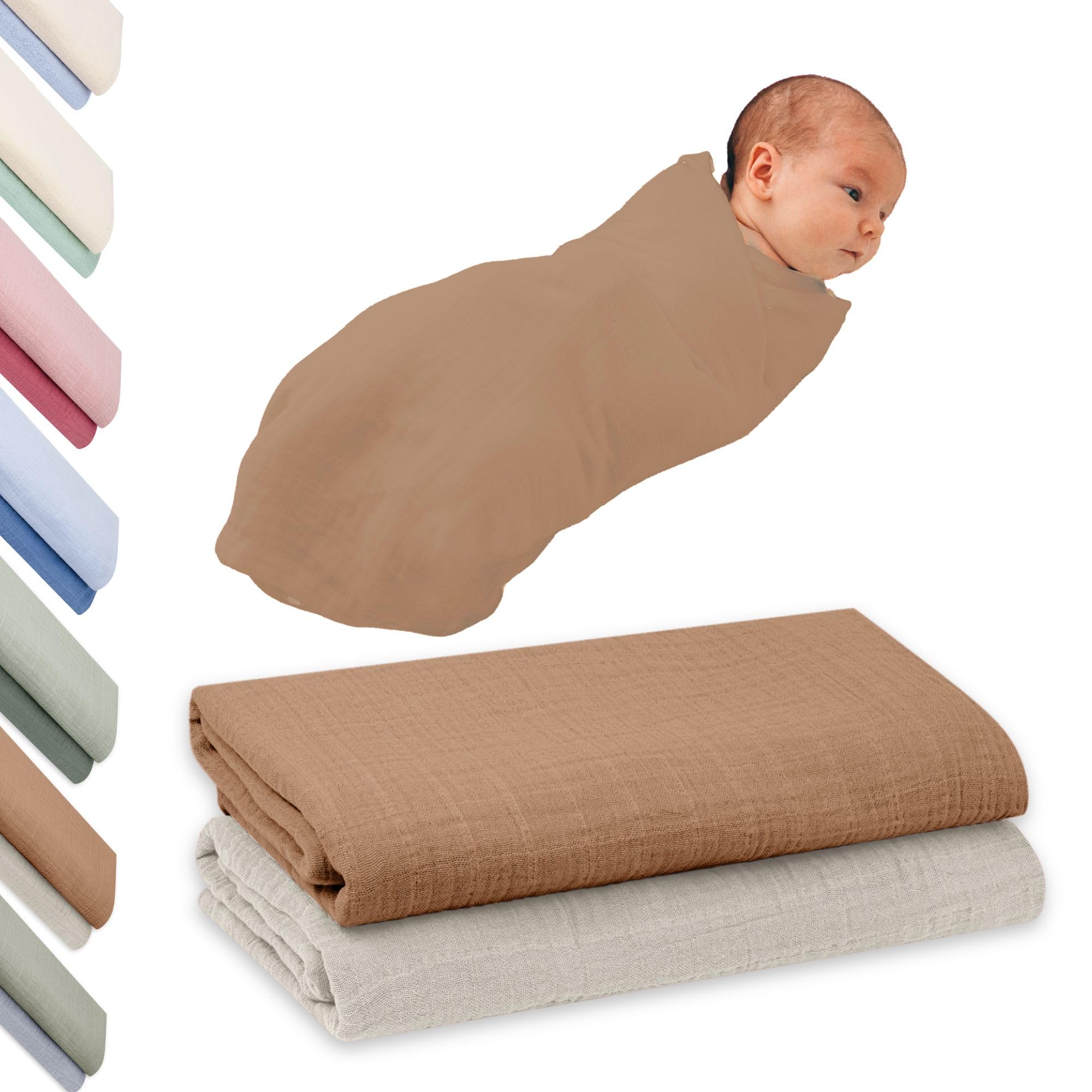 furora BABY Mulltücher Baby 120x120 cm XXL groß | super Soft Musselin, Bio-Baumwolle, Oeko-TEX 100 + GOTS: schadstofffrei | Pucktuch Musselintuch Baby Spucktücher Mullwindeln, Neugeborene Swaddle