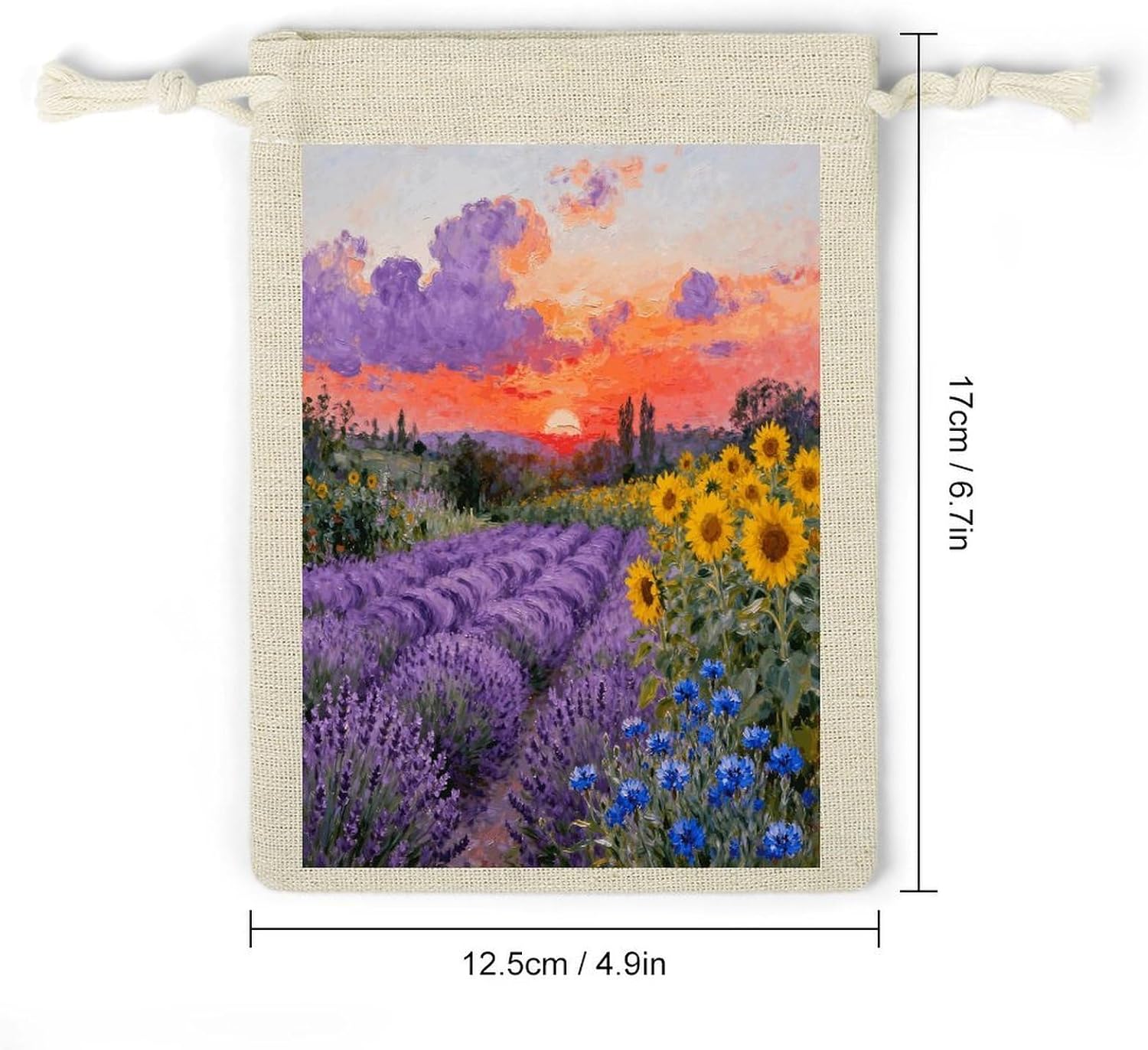 VstaDank Purple Waves And Golden Sun Small Burlap Bags with Drawstring image 2