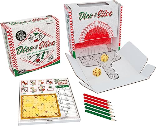 ThinkFun 's Dice and Slice - Juego de dados para fiesta de pizza - Juego de rebanar de pizza deliciosamente estratégico