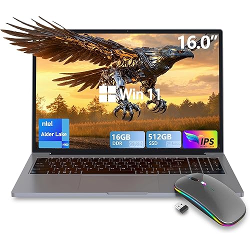 Laptop Gaming,Gaming Laptops,16GB DDR4 512GB SSD,16" FHD 1920 * 1080P PC,Win 11 Pro,Full Metal Housing,N100 Cup(Up to 3.4Ghz),BT, 5G WiFi, 3*USB3.2, Supports Type C Charging,Gray