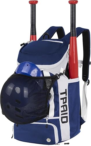 TPAID Mochila de béisbol de gran capacidad para sóftbol con compartimento para zapatos y gancho para cerca, bolsa ligera para equipo de béisbol con