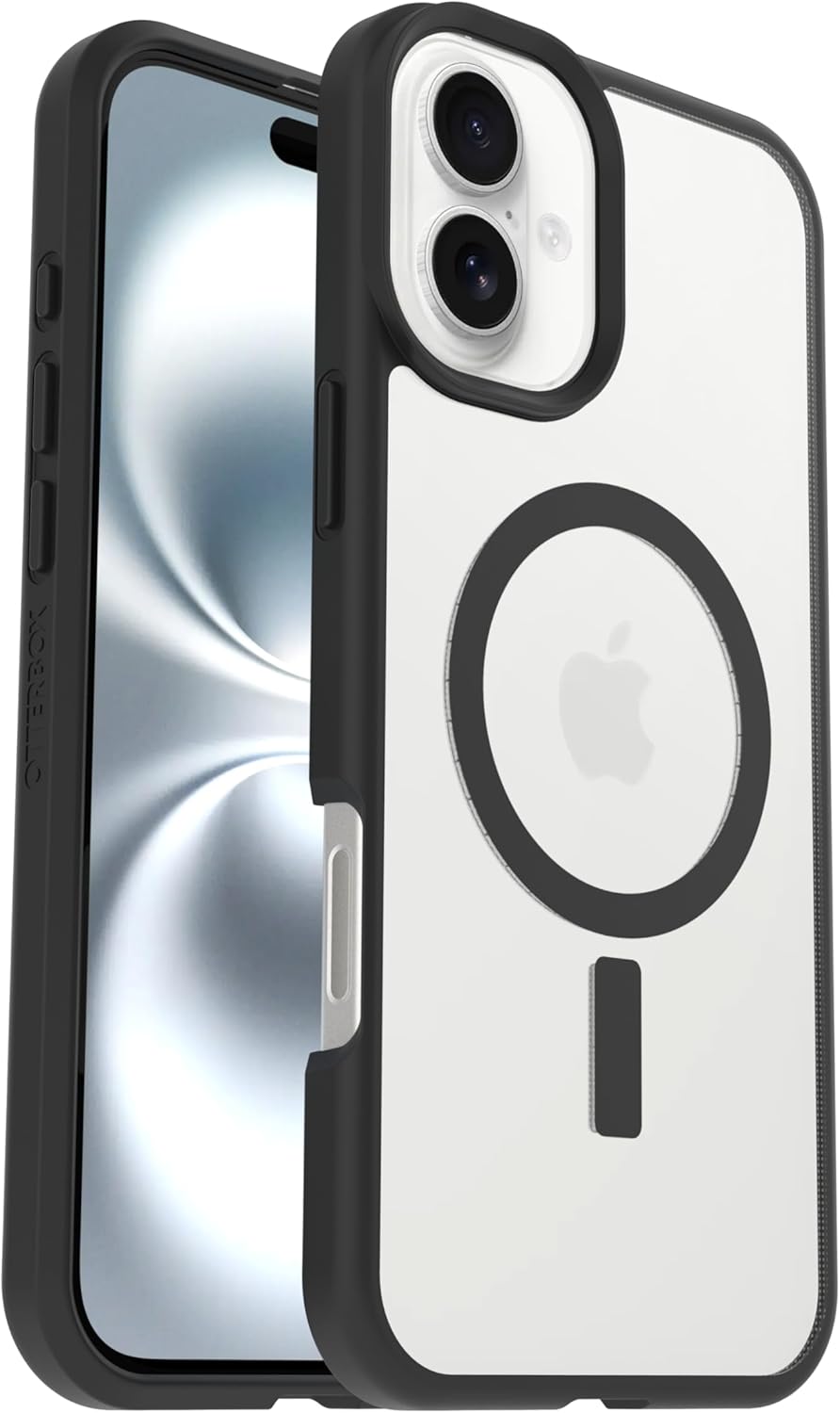 OtterBox React MagSafe iPhone 16 Pro Max Case, Black Crystal - Clear/Black US Military MIL Standard