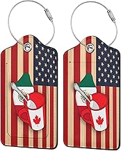 2 Pack American Canada Mexico Flag Luggage Tags for Suitcase, Travel Cruise Luggage Tag with Privacy Flap, Name ID Label and Metal Loop for Baggage Handbag Backpack American Canada Meixco Flag (23)