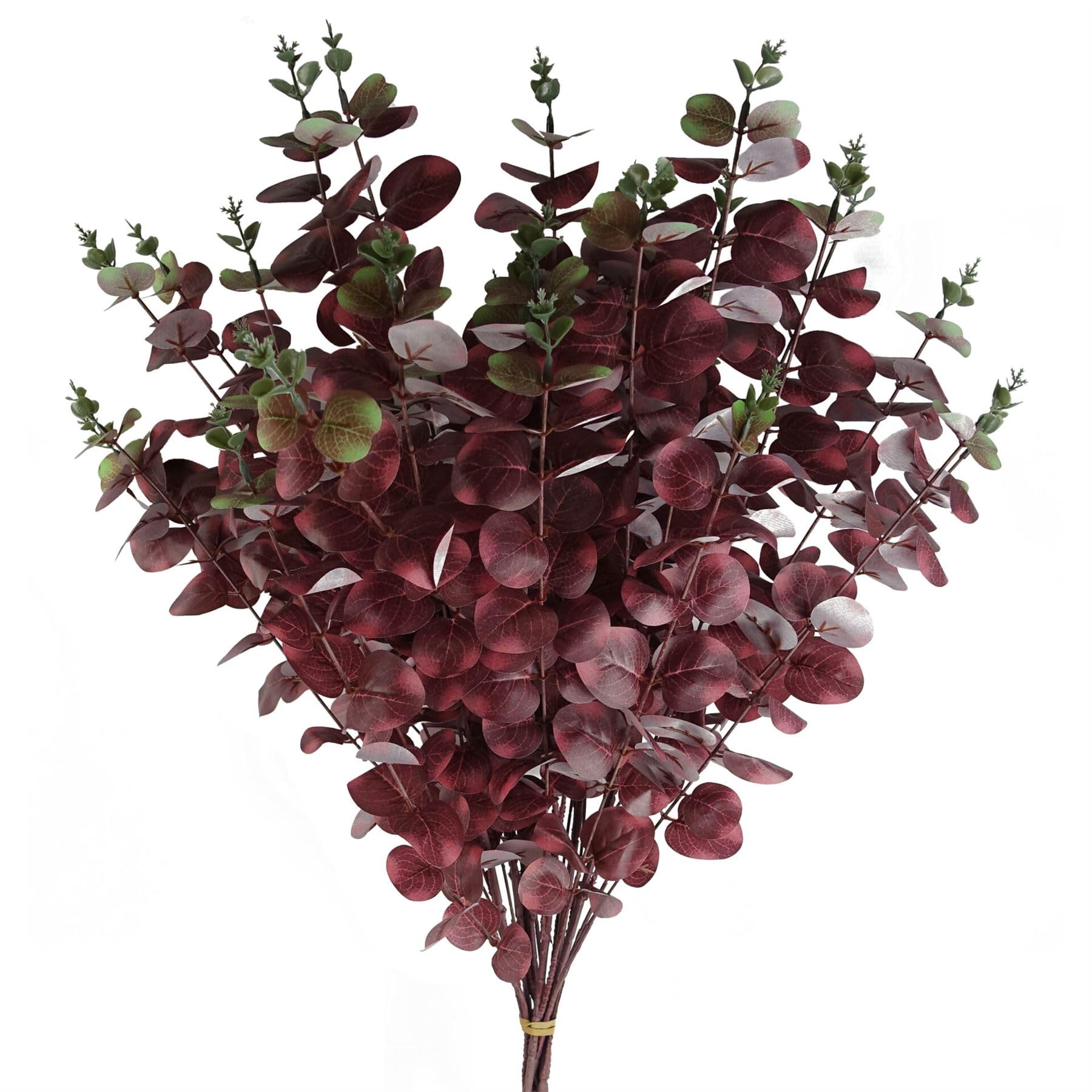 Artificial Eucalyptus Foliage Burgundy - Pack of 6 Stems - 100cm Height - Silk Leaves