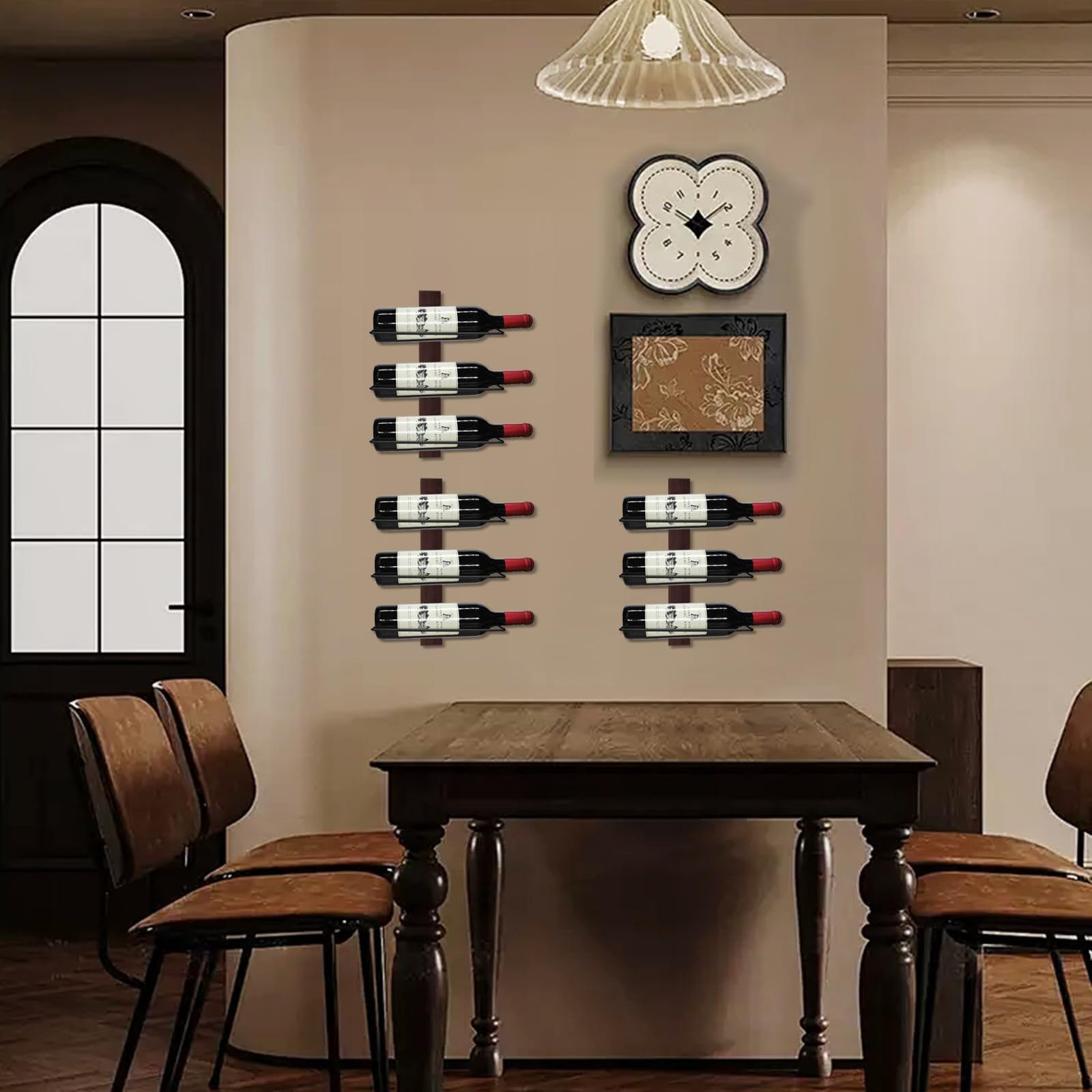 Portabottiglie Vino Da Parete In Legno - Per 9 Bottiglie, Design Elegante, Per Cucina O Bar - Foto 11