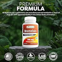 Vista 5 de Best Naturals Suplementos proteolíticos de enzimas digestivas de bromelina, 500 mg, 120 comprimidos - Apoya la digestión saludable, la salud