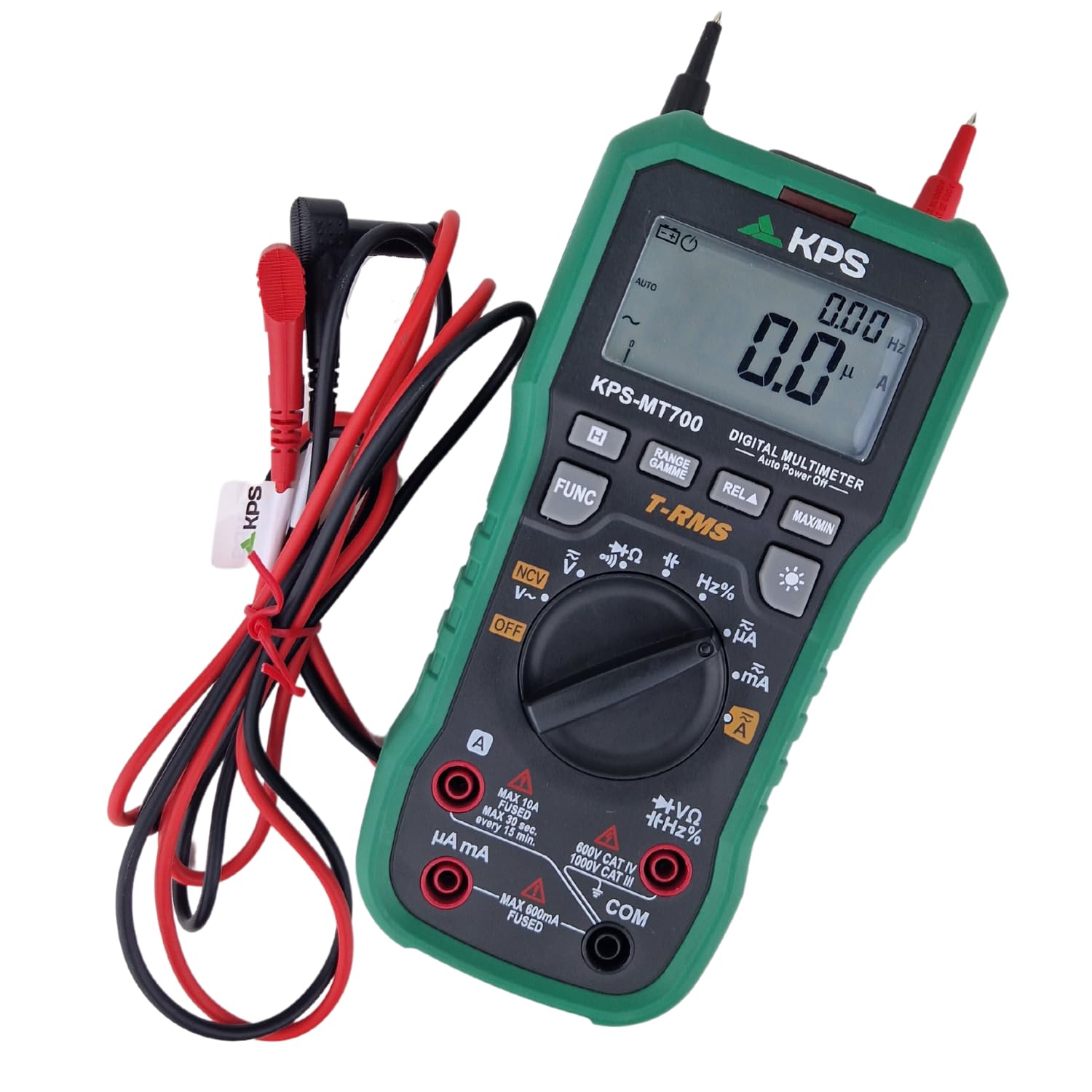 KPS-MT700 Multímetro digital TRMS con comunicación USB Tensión AC/DC 1000V Corriente AC/DC 10A NCV Pantalla Retroiluminada 6.600 Cuentas CAT. IV 600V