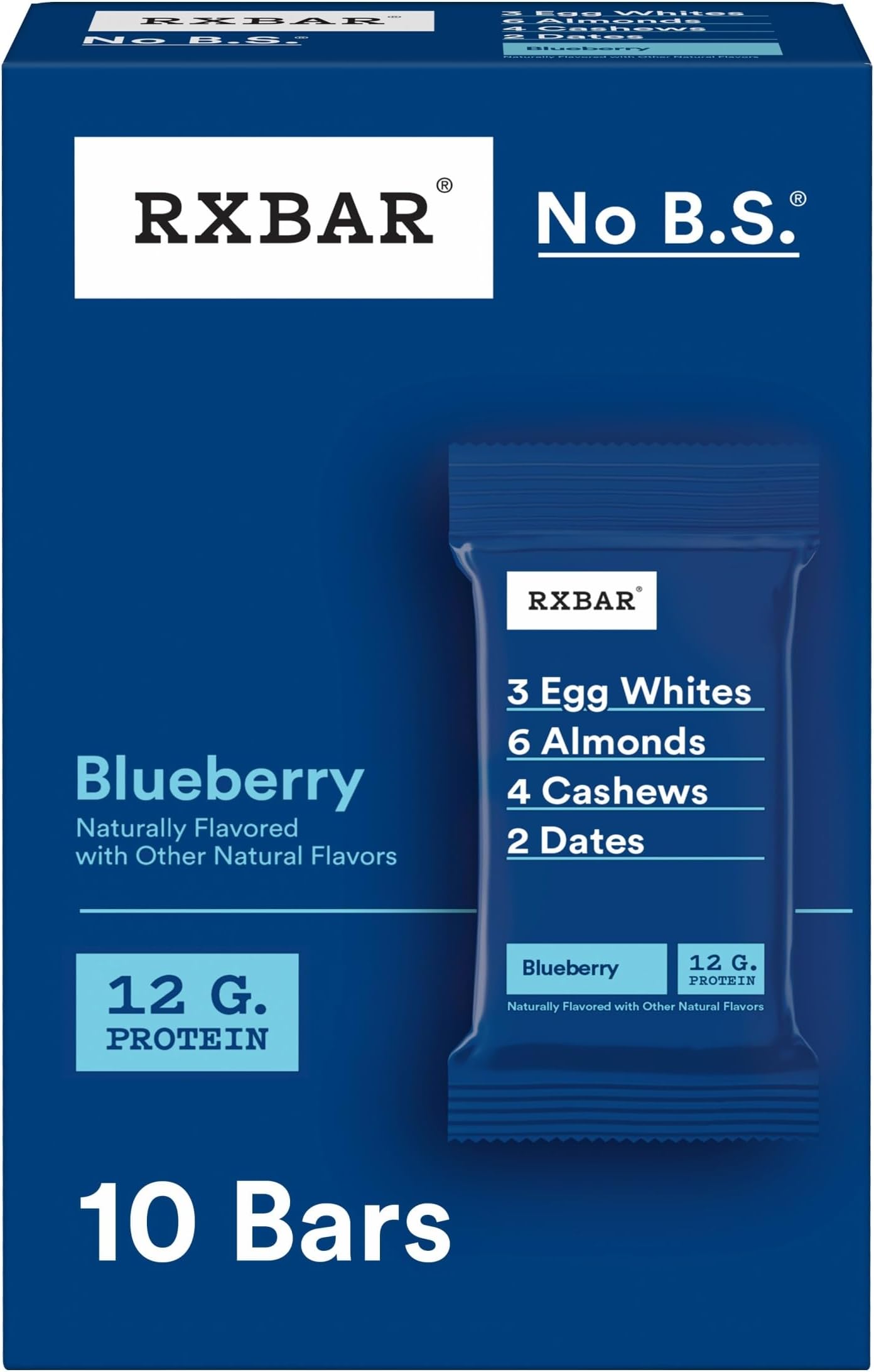 Protein Bars, Protein Snack, Snack Bars, Blueberry, 18.3oz Box (10 Count)