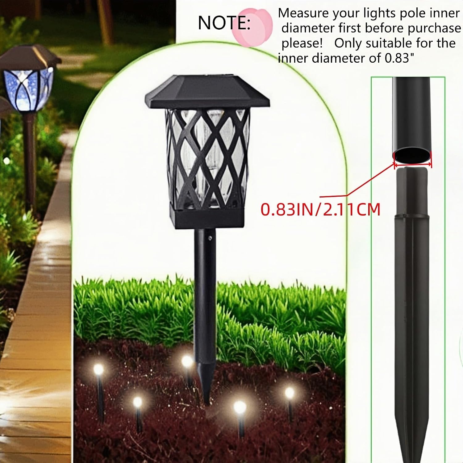 8.25" Reinforced ABS Plastic Solar Ground Spikes - Durable Solar Light Replacement Stakes for Garden, Pathway, Deck, Camping, Christmas Lights (Fits 0.83" Inside Diameter) (Black-6 Pack) image 4