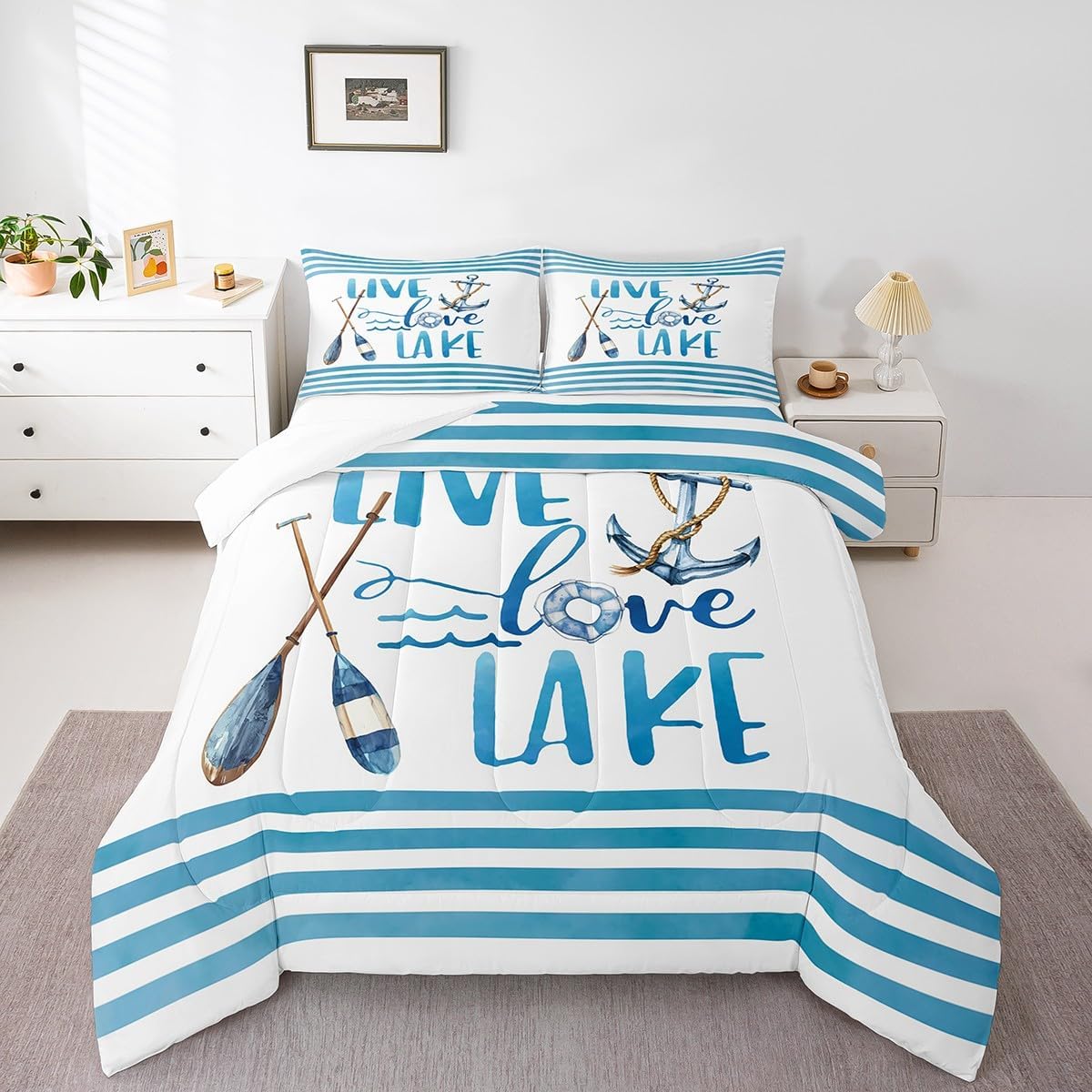 Rustic Farmhouse Bedding Queen Size, Hunting Bear Comforter Set Watercolor Bear Compass Print Bedding Comforter Sets for Boys Youth Teens Explorer, Western Vintage Woodland Animal Quilt 3 Pieces