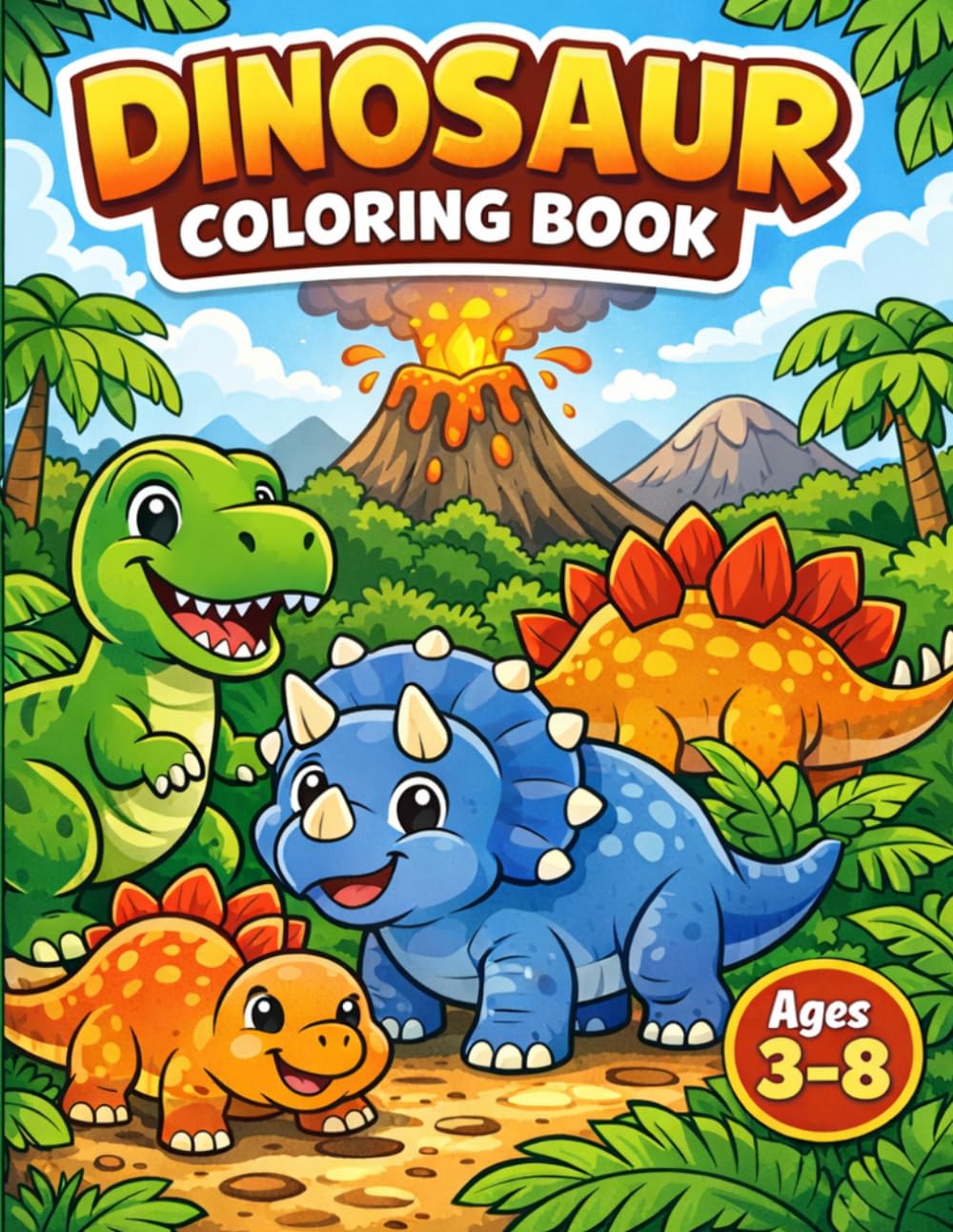 DINOSAUR COLORING BOOK: 50+ Cute & Fun Dinosaur Designs