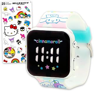Cinnamoroll Watch for Kids - Bundle LCD Digital Watch for Kids with Cute Cartoon Straps Plus Stickers | Easy to Read Cinnamoroll Wristwatch for Girls