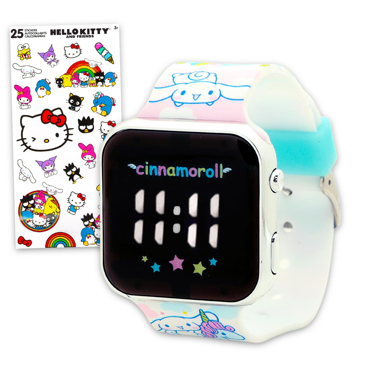 Reloj digital LCD para niños Sanrio Cinnamoroll con calcomanías 6