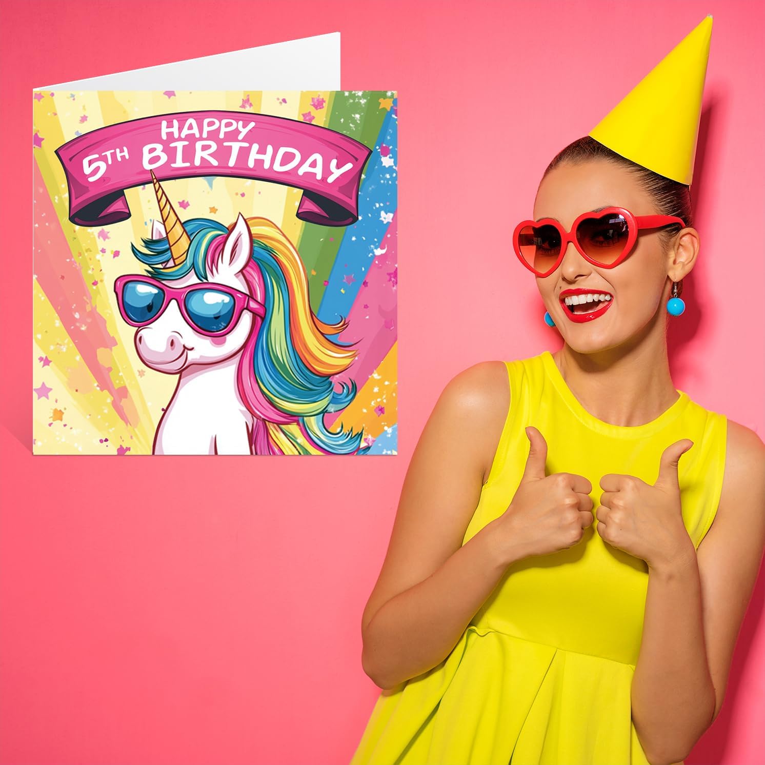 Stuff4 5th Birthday Card Girls - Cool Unicorn Sunglasses - Unicorn Birthday Card for 5 Year Old Girl - Image 7