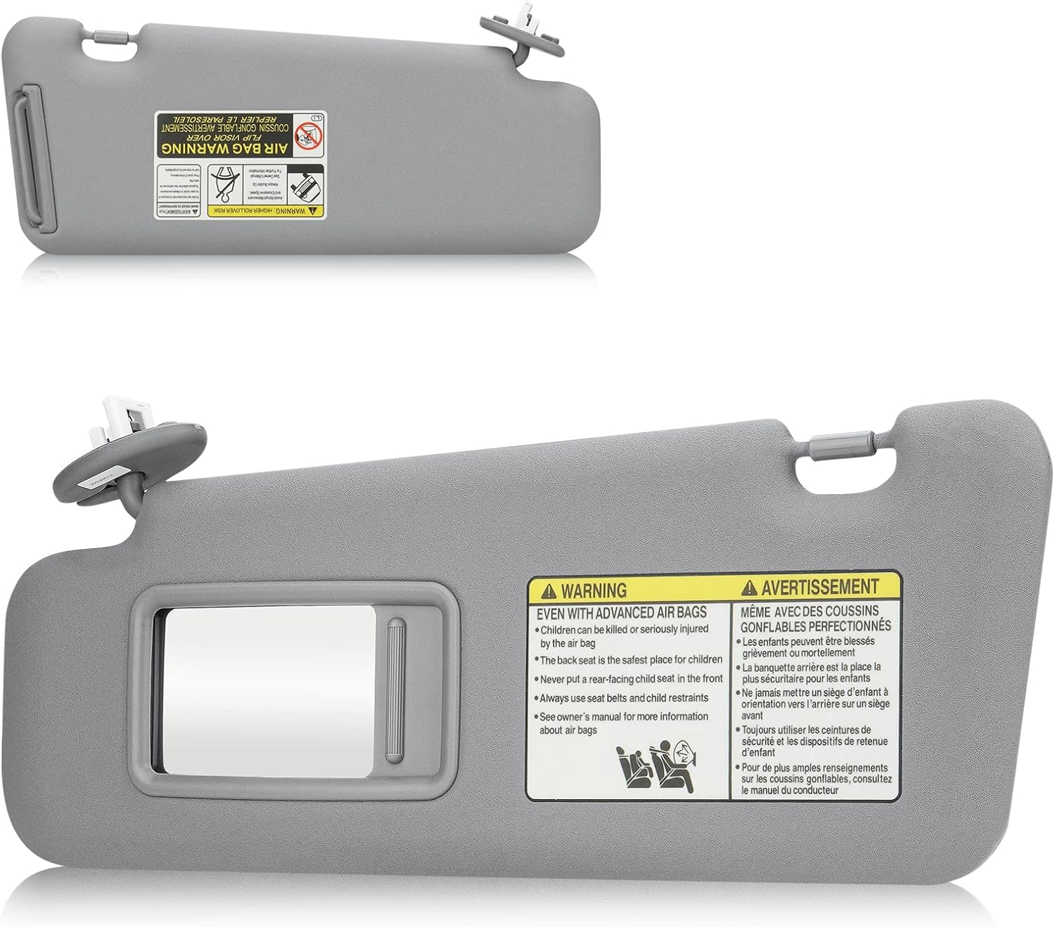 Left Driver Side Sun Visor Fit for Toyota Highlander (Roof with Light) 2008 2009 2010 2011 2012 2013, Replaces for 74320-48500-B0, Gray