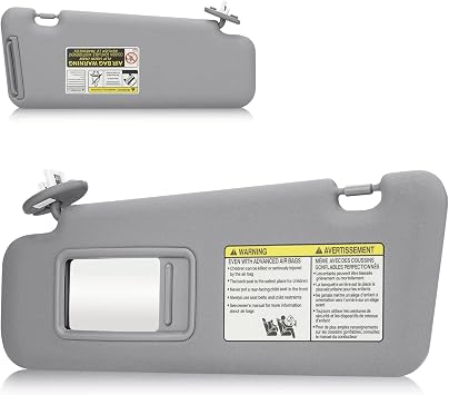 Left Driver Side Sun Visor Fit for Toyota Highlander Roof with Light 2008 2009 2010 2011 2012 2013, Replaces for 74320-48500-B0, Gray