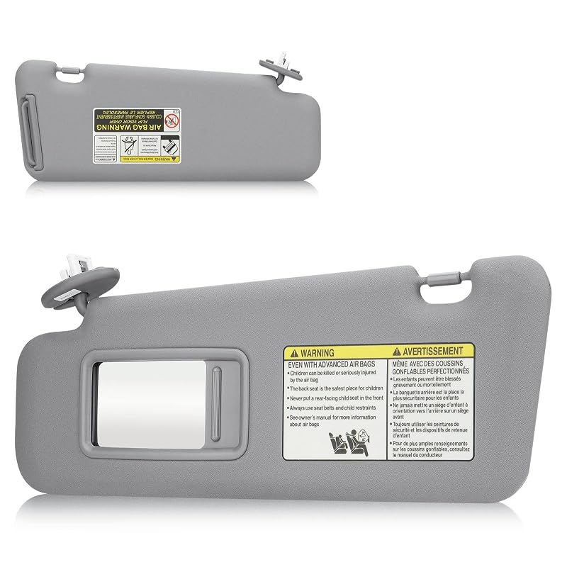 Para-sol esquerdo do motorista com luz para Toyota Highlander 2008 a 2013, cinza, substitui 74320-48500-B0