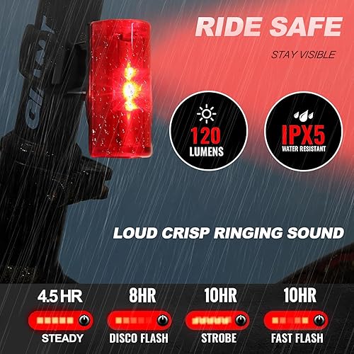 Miniatura 4 de El juego de luces superbrillantes para bicicleta se puede cargar por puerto USB, faros delanteros nocturnos y luz trasera, 3 modos de luz, fácil de