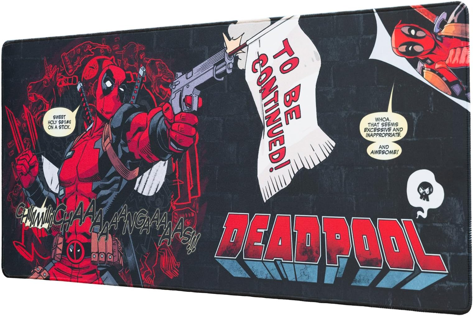 Grupo Erik Marvel Deadpool Mouse Mat | Desk Pad | 31.5" x 13.78" | Non-Slip Rubber Base Mouse Pad, Gaming Mouse Pad, Keyboard Mouse Mat | Marvel Gifts