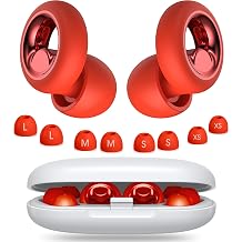 Ear Plugs for Sleeping Noise Cancelling, Soft Ear Plugs for Concert, 45dB Reusable Ear Plugs for Noise Reduction with 8 Ear Tips, Silicone Hearing Protection Earplugs for Sleep, Work Red