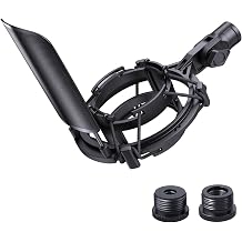Custom AT2020 Microphone Shock Mount with Metal Pop Filter, Anti-Vibration Suspension Shock Mount Mic Holder Clip Compatible with Audio Technica AT2020 AT2035 AT2020USB ATR2050 AT3035 AT3060 Mic