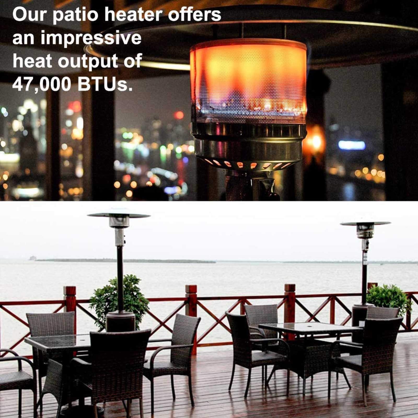 Chauffage d'extérieur gaz Chauffe-Patio,Gaz liquéfié - 3 à 13 KW Gaz Parasol Chauffant Commercial Acier Inoxydable Chauffant pour Balcon/Terrasse/Jardin A