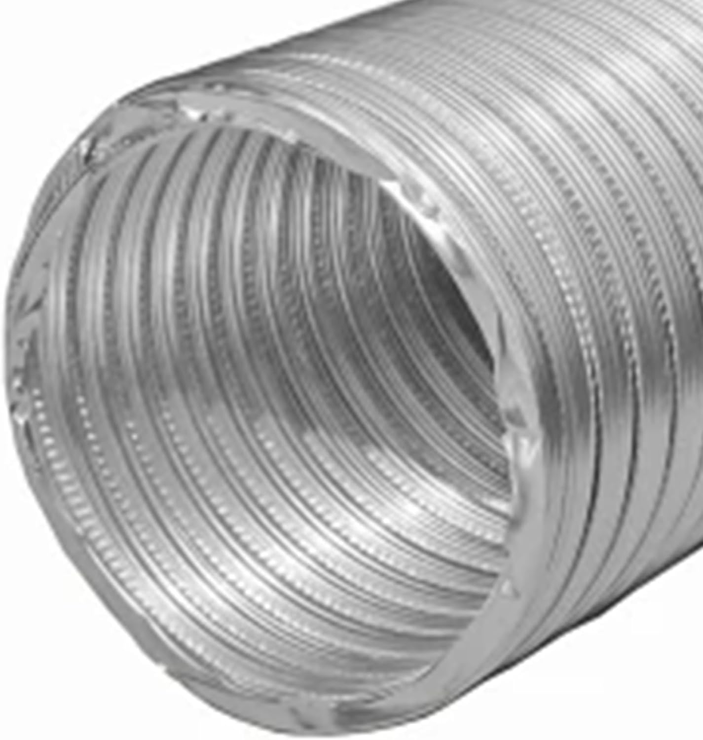 Builder’s Best V220 Semi-Rigid Aluminum Dryer Vent Hose with 2 Metal Clamps, 4" x 8' Flexible Metal Duct Pipe for Exhaust or HVAC Air Systems