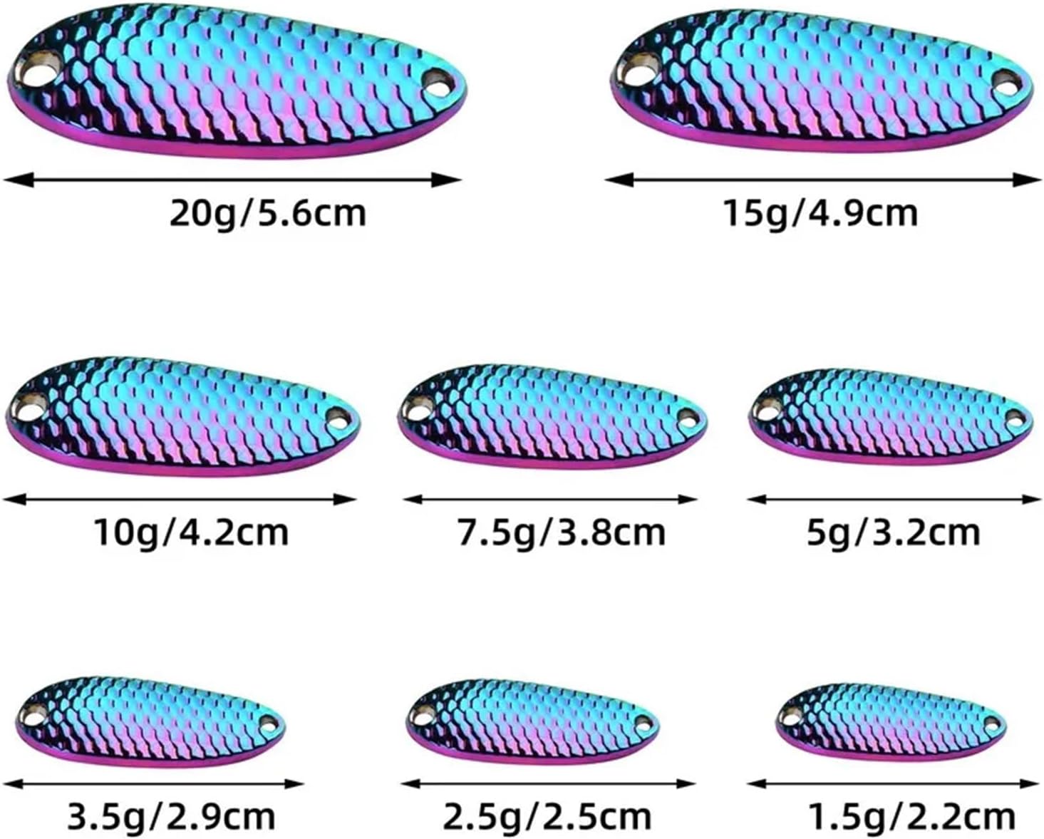 Metal Spinner Lure Spoon Fishing Spinner Lure 1.5g 2.5g 3.5g 5g 7.5g 10g 15g 20g Sequins Treble Hooks Fishing Tackle Hard Bait