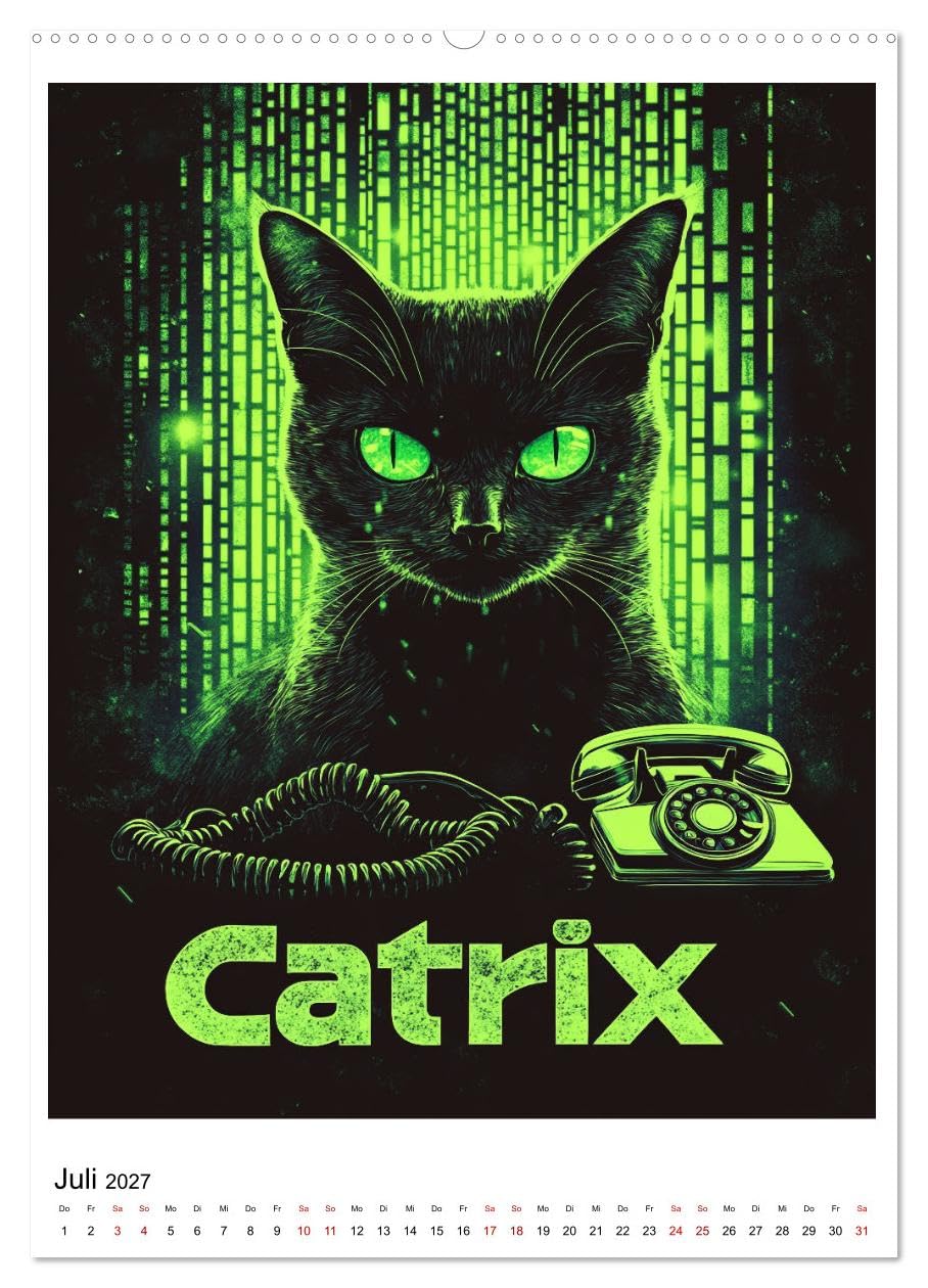 Großes Katzenkino (hochwertiger Premium Wandkalender 2027 DIN A2 hoch), Kunstdruck in Hochglanz: Kinofilme, die mit Katzen so viel realistischer wären (CALVENDO Spass)