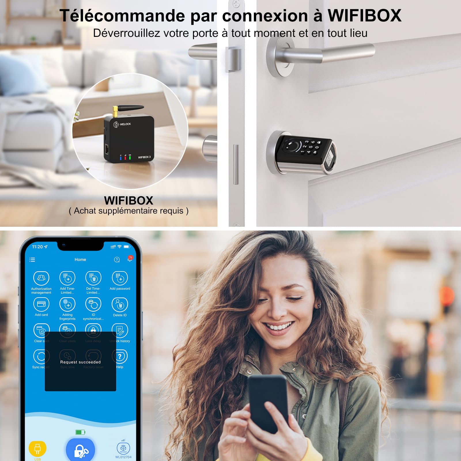 RUILON IP65 Serrure connectée à code et empreinte digitale ToucA51, 30x30 | Serrure biometrique avec 3 Cartes RFID, installation facile, Bluetooth APP Commande, portes 30-70 mm, Maison Chambre Bureau