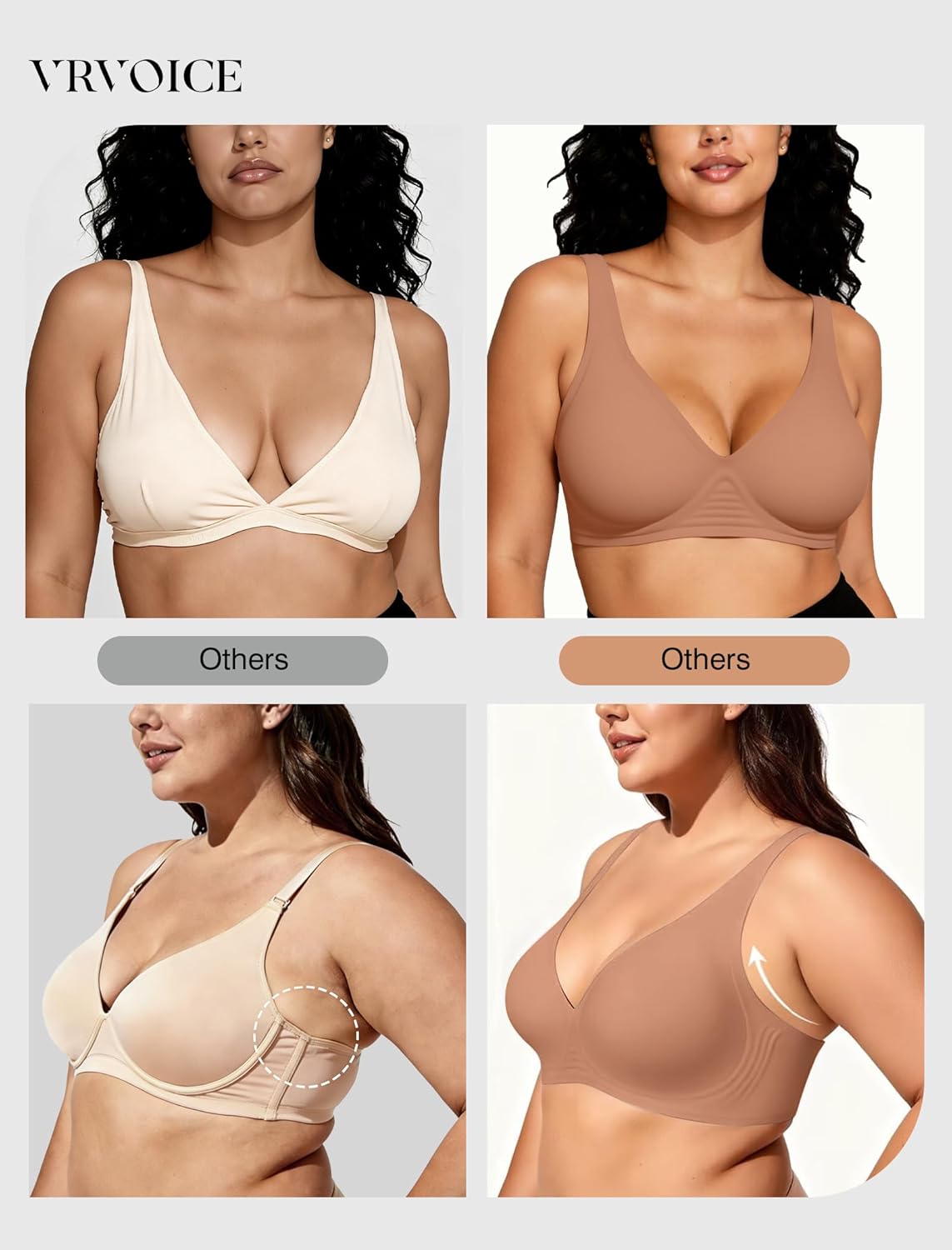 Deep V Wireless Jelly Bras for Women Push Up Bralette Seamless No Underwire Support T-Shirt Comfort Plunge Full Coverage - Image 6