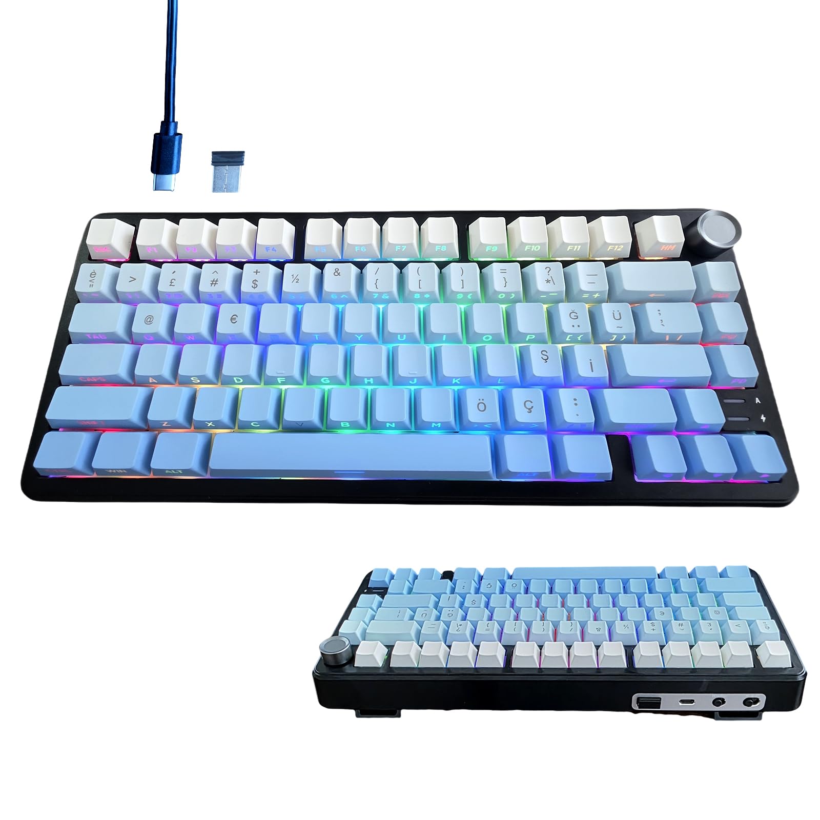 Clavier de jeu mécanique sans fil 75 % RVB rétroéclairé USB-C BT - 7