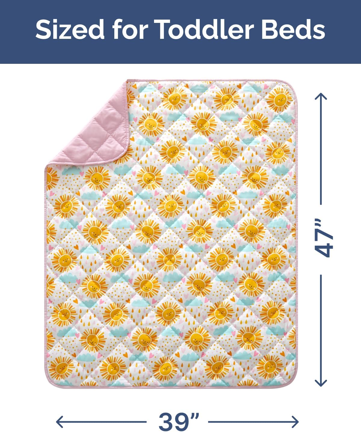 Sun Toddler Comforter - Down Alternative Toddler Microfiber Comforter - Lightweight & Warm Baby Quilt Blanket - Soft and Breathable - Kids Duvet Insert for Crib & Stroller - Machine Washable - 39x47