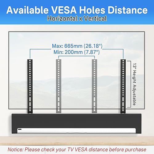 Miniatura 4 de Soporte de TV de barra de sonido ajustable en altura para Sonos Playbar soporte debajo o encima de TV con kits de hardware fácil de instalar, negro