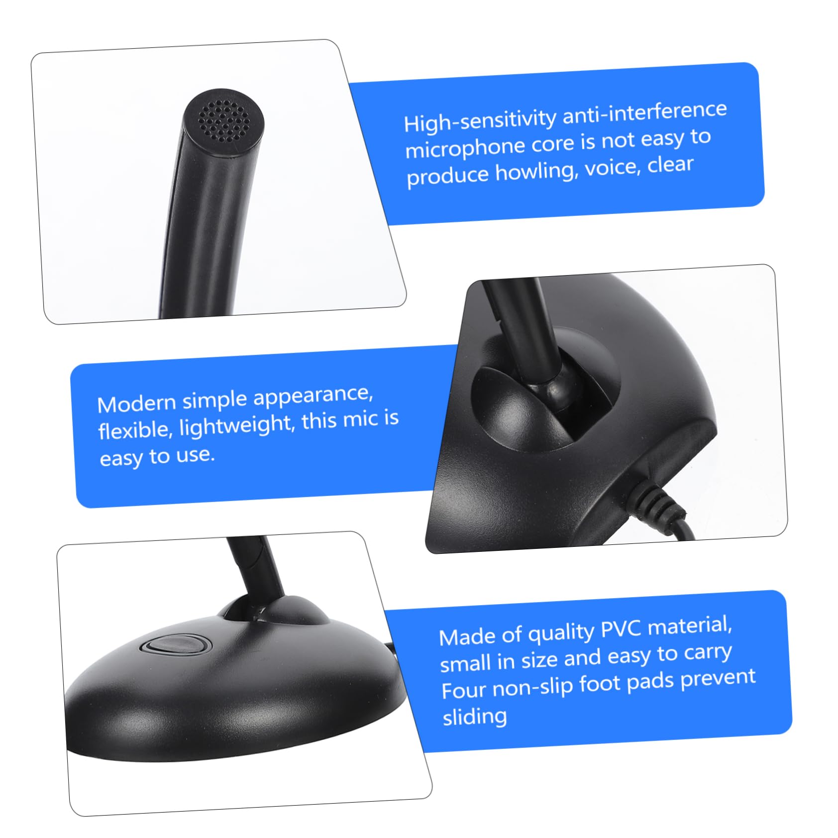 Angoily Computer Microphone for Game Chatting Online Conferencing Durable Desktop Mic with Low Noise Pickup Lightweight Easy to Use for Karaoke Live Broadcasting