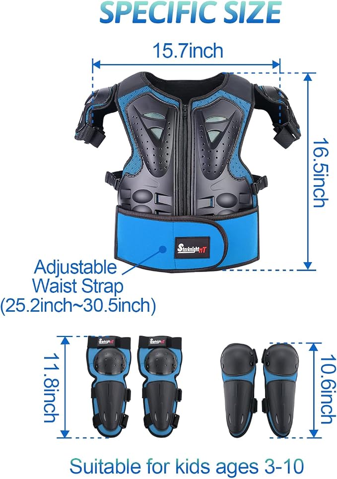 Traje de armadura para niños para motocross azul y rosa miniatura 9