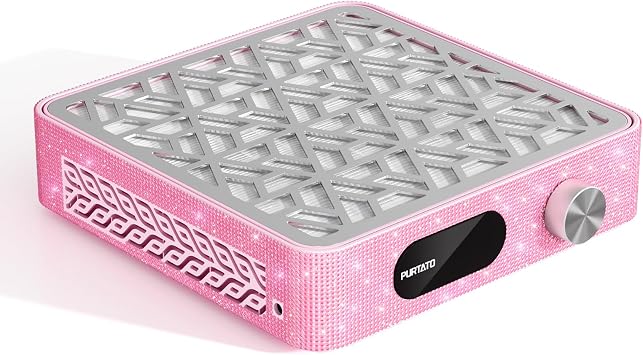 Purtato Nail Dust Collector, Powerful Vacuum Fan Vent Dust Collector Extractor Dust Suction Machine for Acrylic Nails Polishing, Nail Salon,Pink Diamond