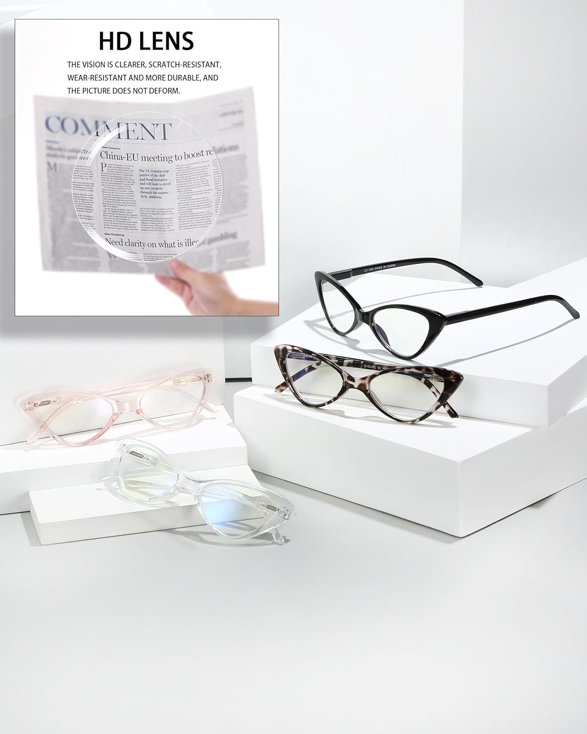 EYEURL 4-Pack Reading Glasses for Women, Fashion Cat Eye Blue Light Blocking Readers with Spring Hinges,1.75 Anti-Glare/UV Rays - Image 5