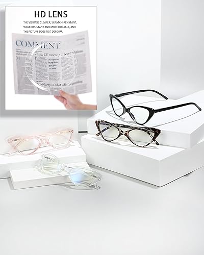 Miniatura 5 de EYEURL Paquete de 4 lentes de lectura para mujer, a la moda, ojo de gato, bloqueo de luz azul, con bisagras de resorte, 1.25 antirreflejosrayos UV