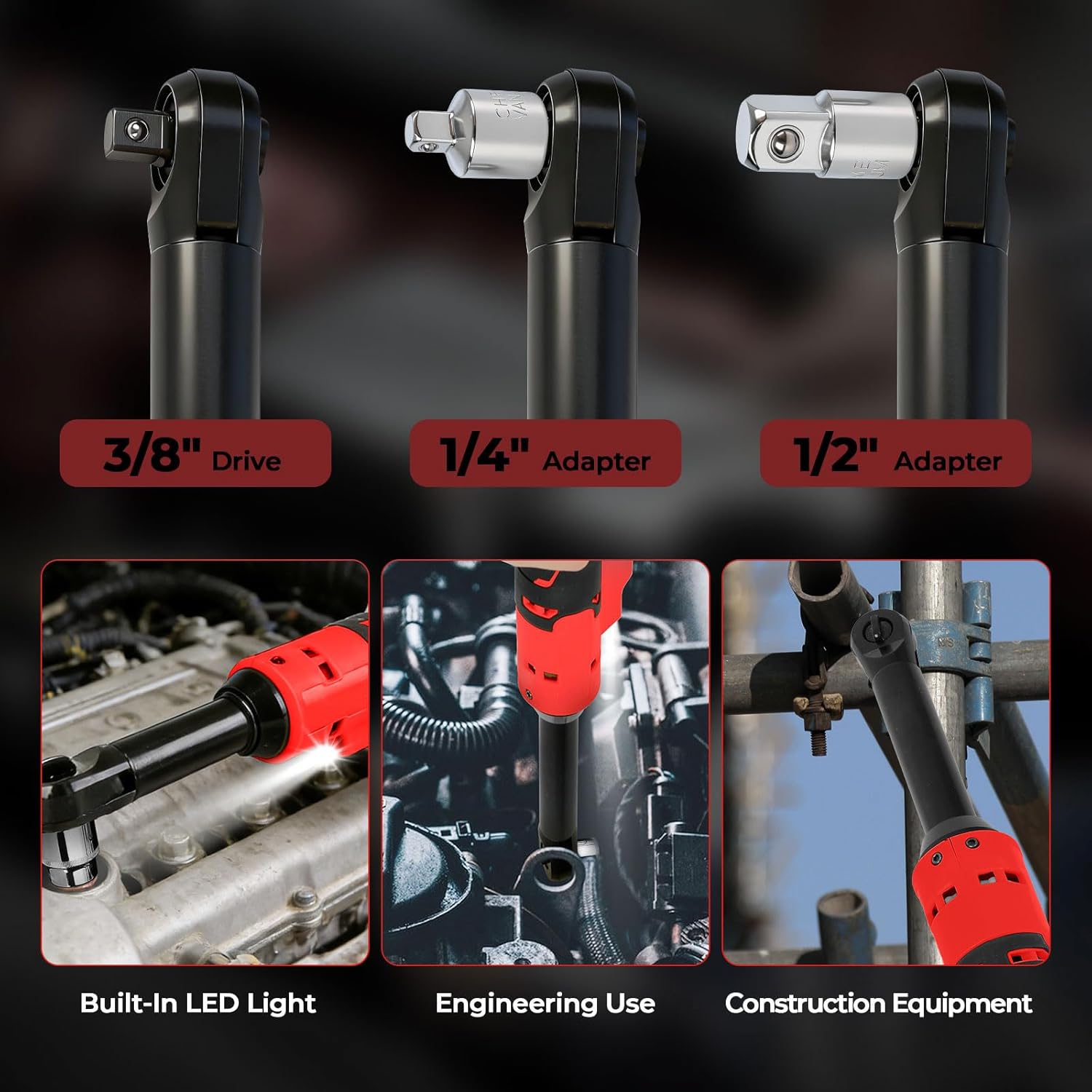 2026 Upgraded Brushless 3/8" Cordless Ratchet Wrench Compatible with Milw-aukee 18V Batteries (No Battery), 60 ft-lbs Max Torque, Variable Speed, LED Light for Auto, Home & Workshop