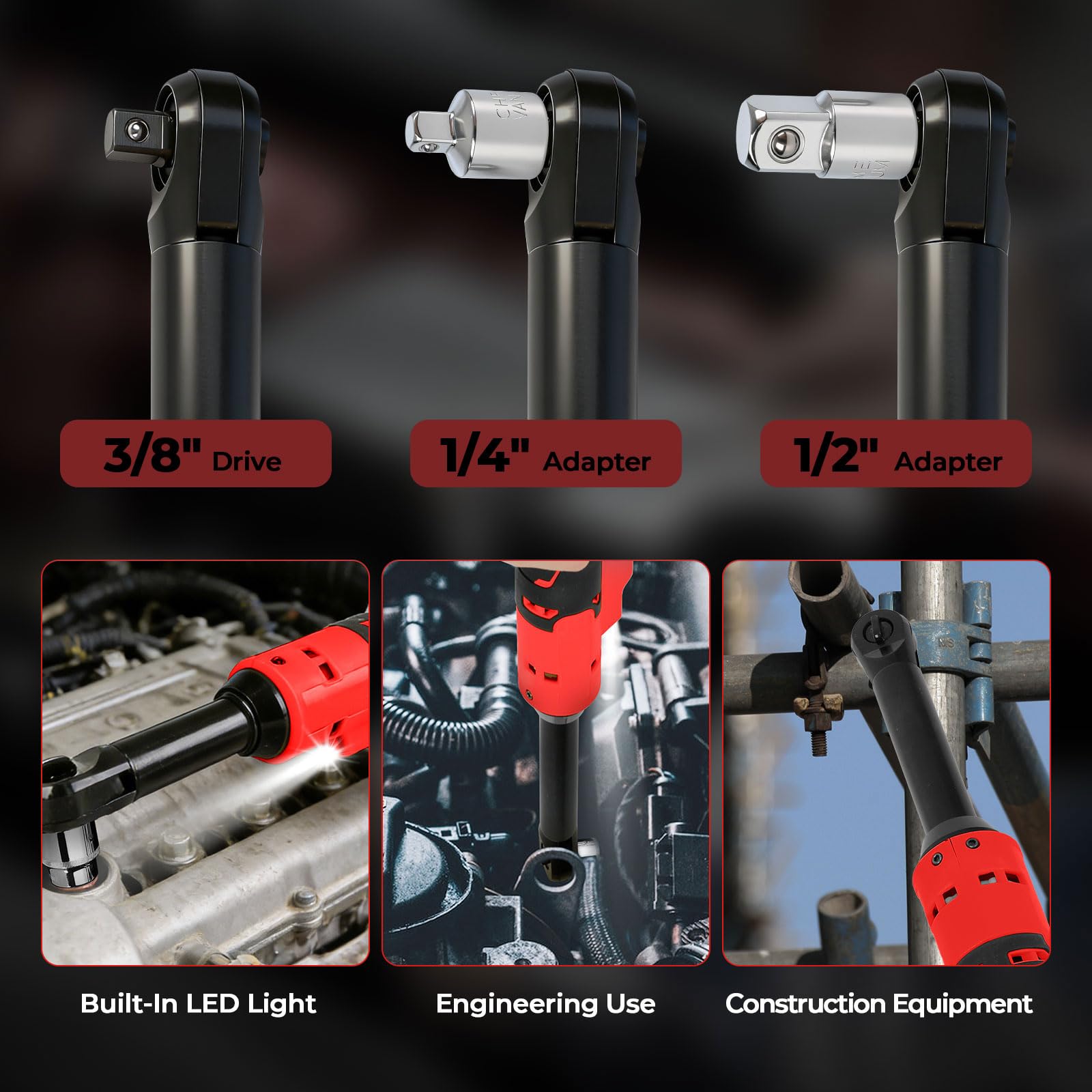 Chiave a cricchetto migliorata a batteria da 3/8" per batteria Milwaukee M18 18 V, 80 N.m, 320 giri/min, velocità variabile, chiave a cricchetto elettrica allungata con illuminazione a LED